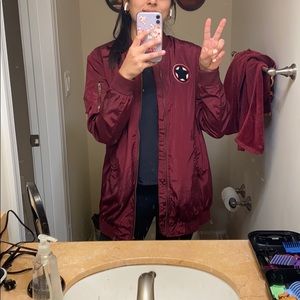 maroon bomber jacket